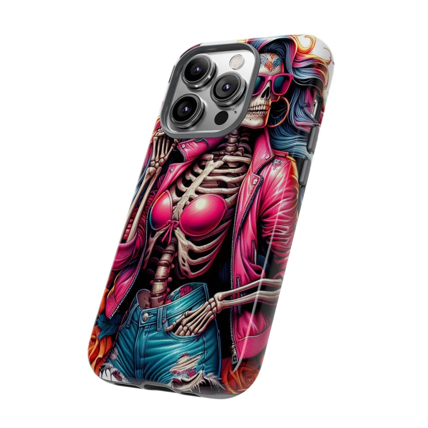 Neon Bones – Retro Skeleton & Vibrant Punk Aesthetic Mobile Cover