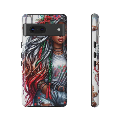 Festive Boho Queen – Holiday Glow & Candy Cane Braids Mobile Cover