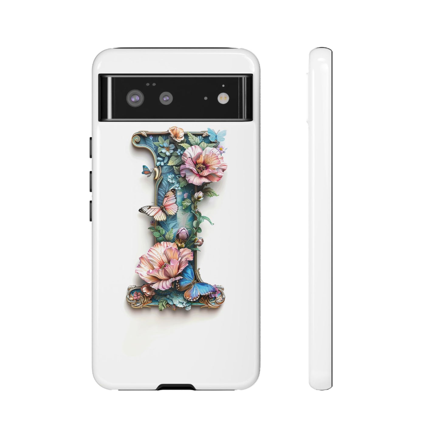 Floral Letter I Phone Case – Personalized Aesthetic Cover for iPhone, Samsung & Google Pixel