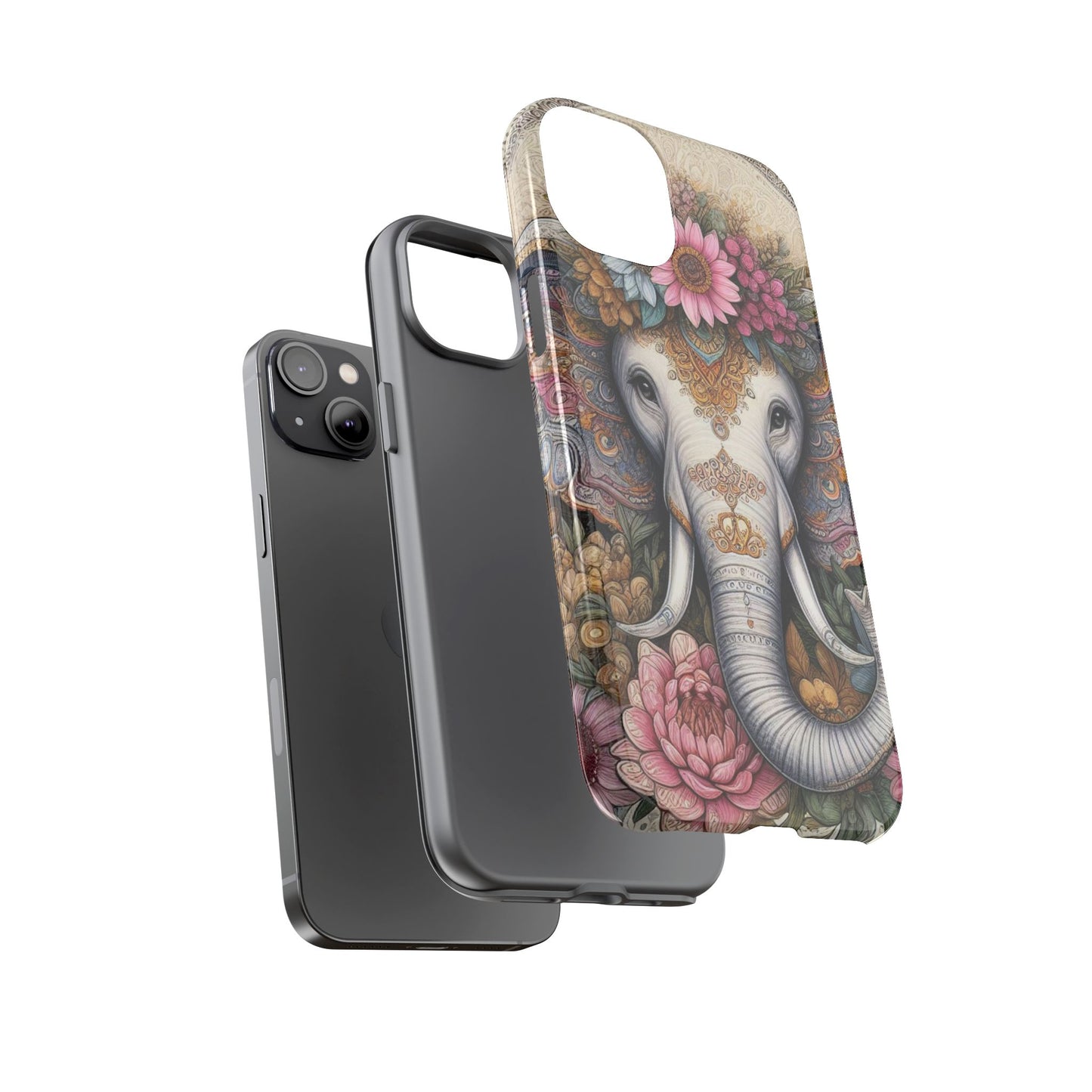 Elegant Floral Elephant Mobile Cover – Royal Mandala Art
