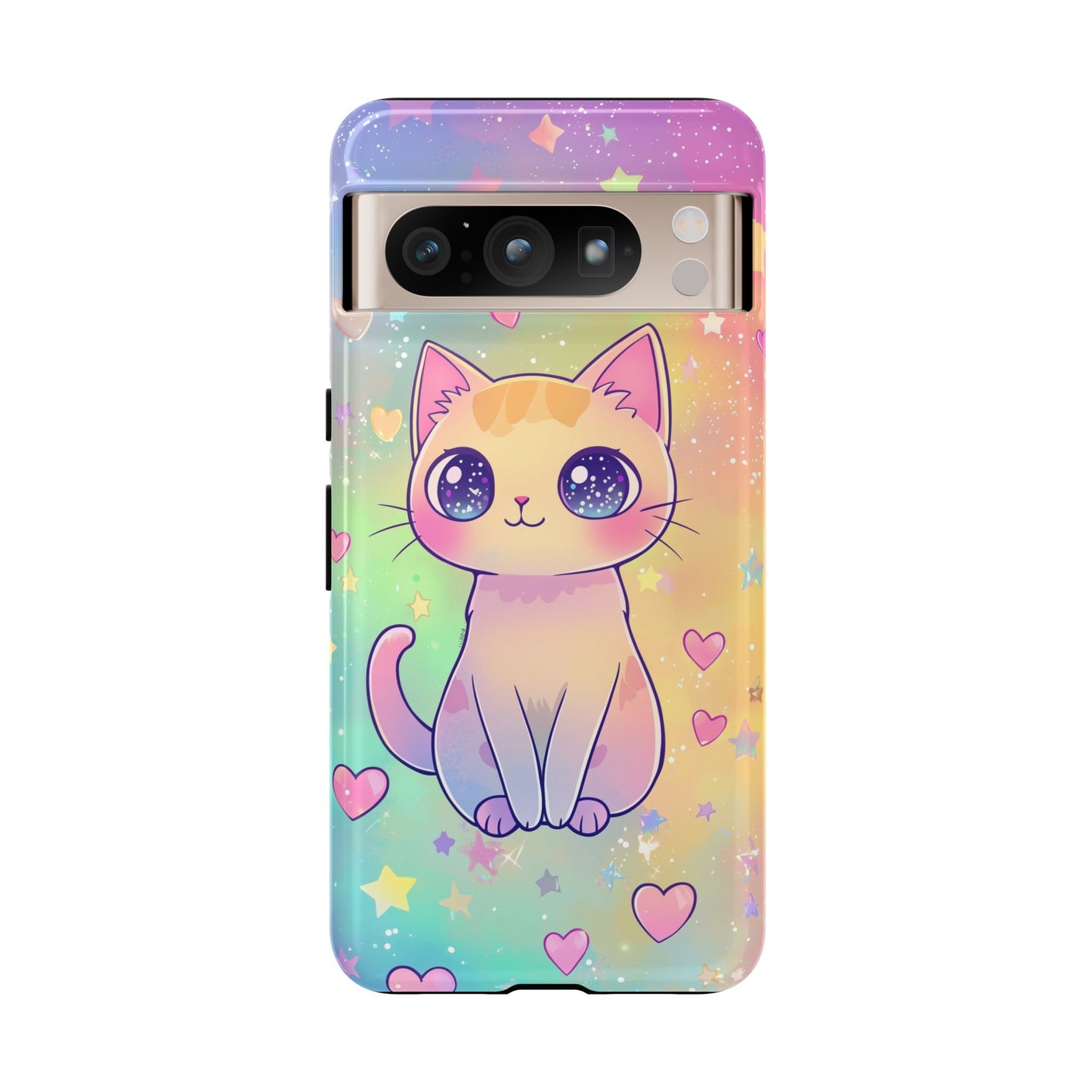 Rainbow Galaxy Cat Phone Case – Cute Anime Aesthetic for iPhone, Google Pixel & Samsung