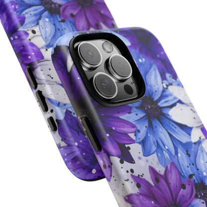 Blue & Purple Floral Splash Mobile Cover – Elegant Artistic Flowers