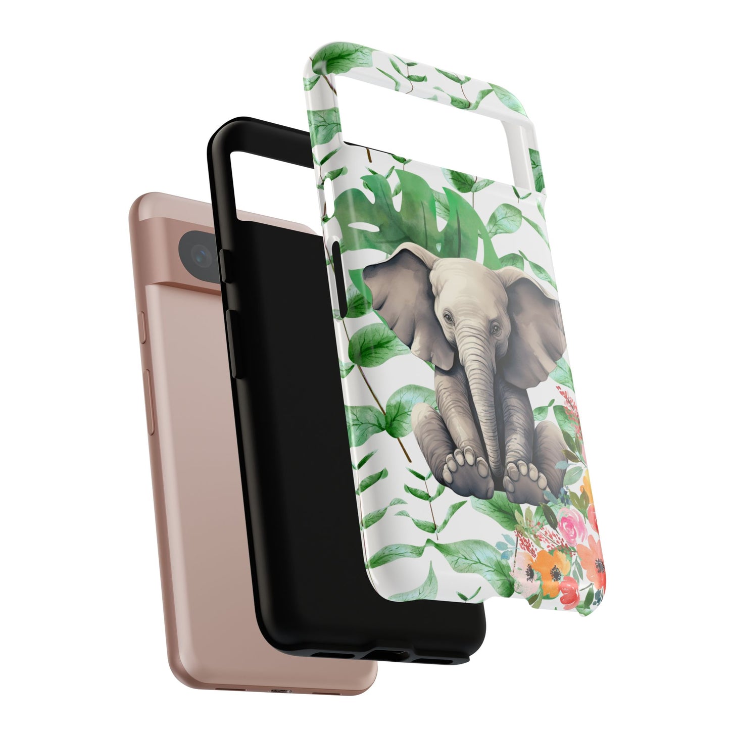 Cute Baby Elephant Mobile Cover – Floral & Tropical Aesthetic