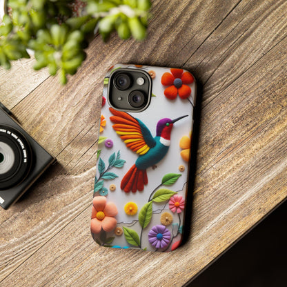 Embroidered Hummingbird with Floral Design | Nature's Elegant Stitch | iPhone 16 Pro