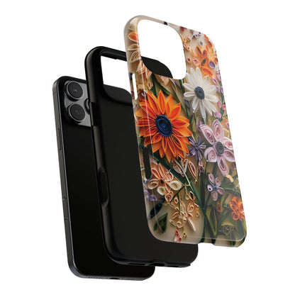 Intricate Quilled Floral Artwork In Vibrant Colors phone case design.