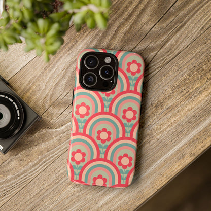 Retro Floral Rainbow Phone Case – Vintage Aesthetic for iPhone, Samsung & Google Pixel