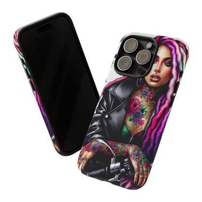 Neon Rebel – Vibrant Biker Queen Mobile Cover