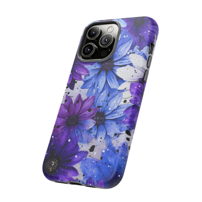 Blue & Purple Floral Splash Mobile Cover – Elegant Artistic Flowers
