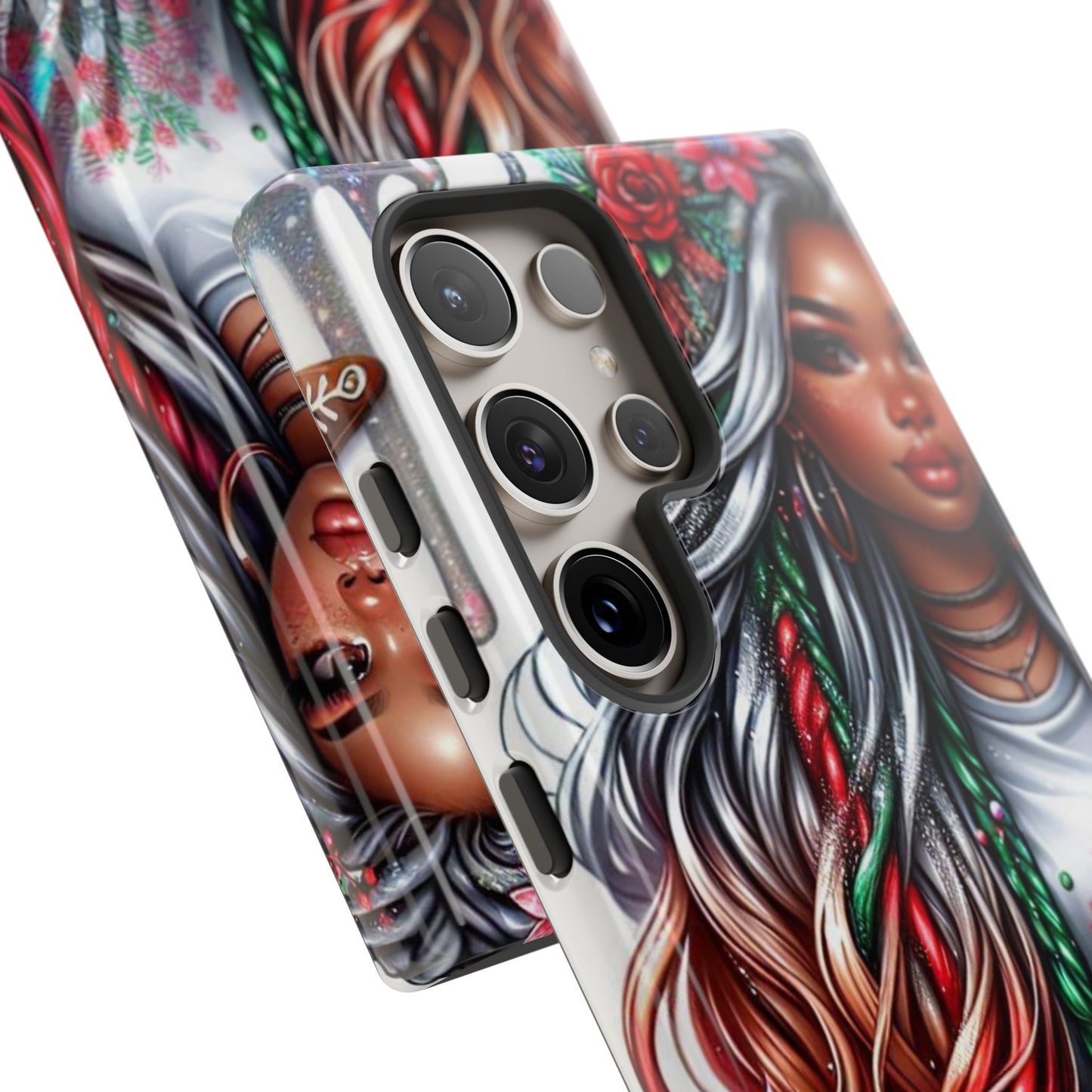 Festive Boho Queen – Holiday Glow & Candy Cane Braids Mobile Cover