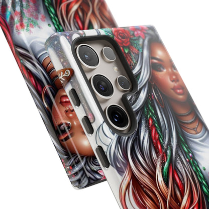 Festive Boho Queen – Holiday Glow & Candy Cane Braids Mobile Cover