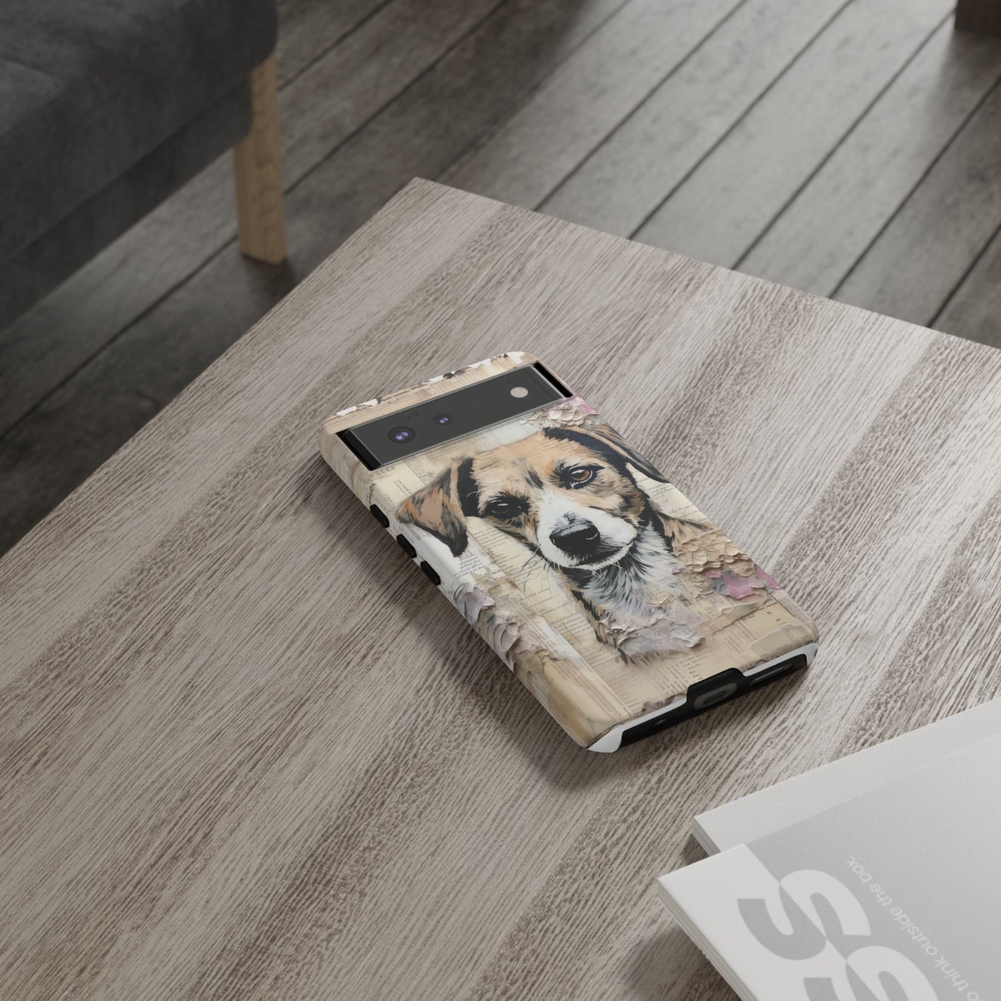 Vintage Collage Dog Portrait Mobile Cover – Artistic Mixed Media Design