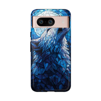 Mystic Moon Wolf – Stained Glass Mosaic Phone Case for iPhone, Samsung & Pixel