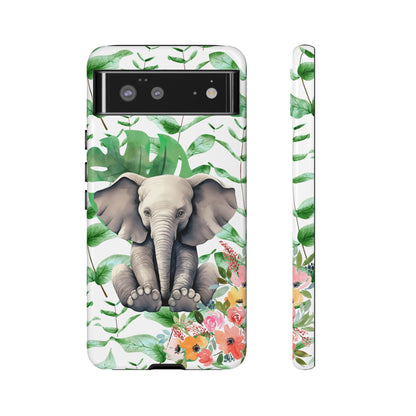 Cute Baby Elephant Mobile Cover – Floral & Tropical Aesthetic