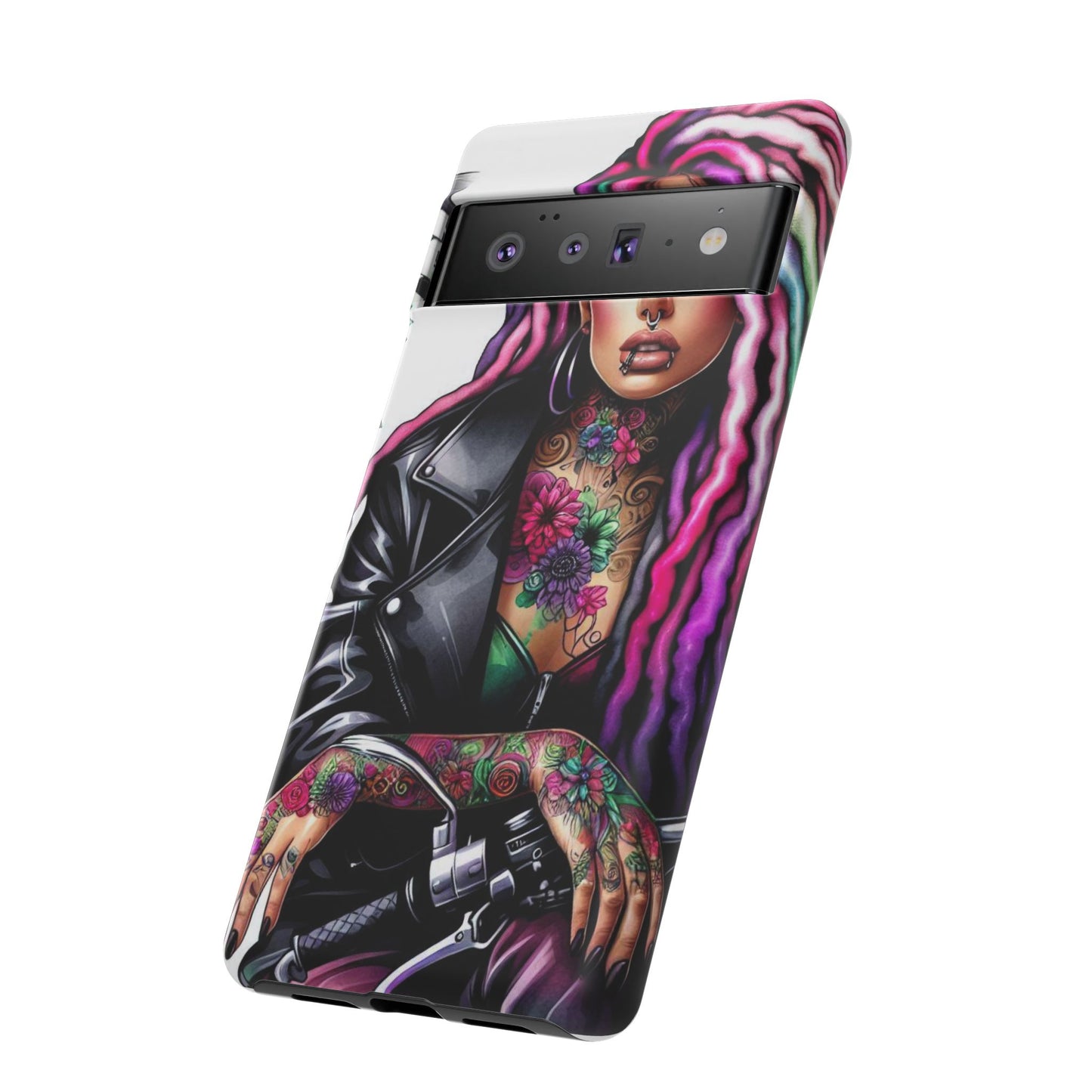 Neon Rebel – Vibrant Biker Queen Mobile Cover