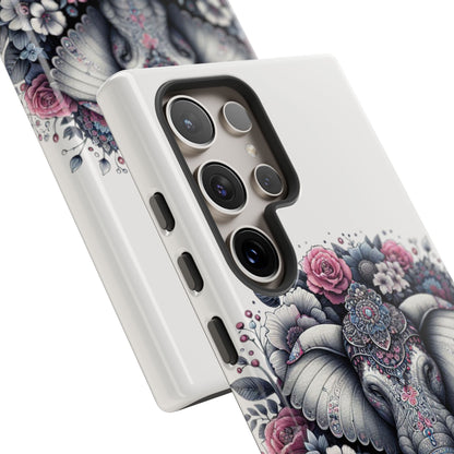 Ornate Floral Elephant Mobile Cover – Elegant Bohemian Art