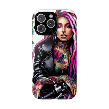 Neon Rebel – Vibrant Biker Queen Mobile Cover