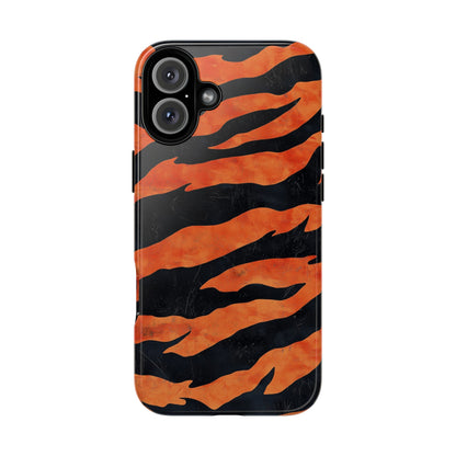 Burnt Orange & Black Tiger Stripes Phone Case for iPhone, Samsung & Google Pixel