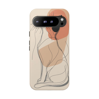 Graceful Cat Outline: Abstract Whiskered Beauty Phone Case for iPhone, Samsung & Pixel