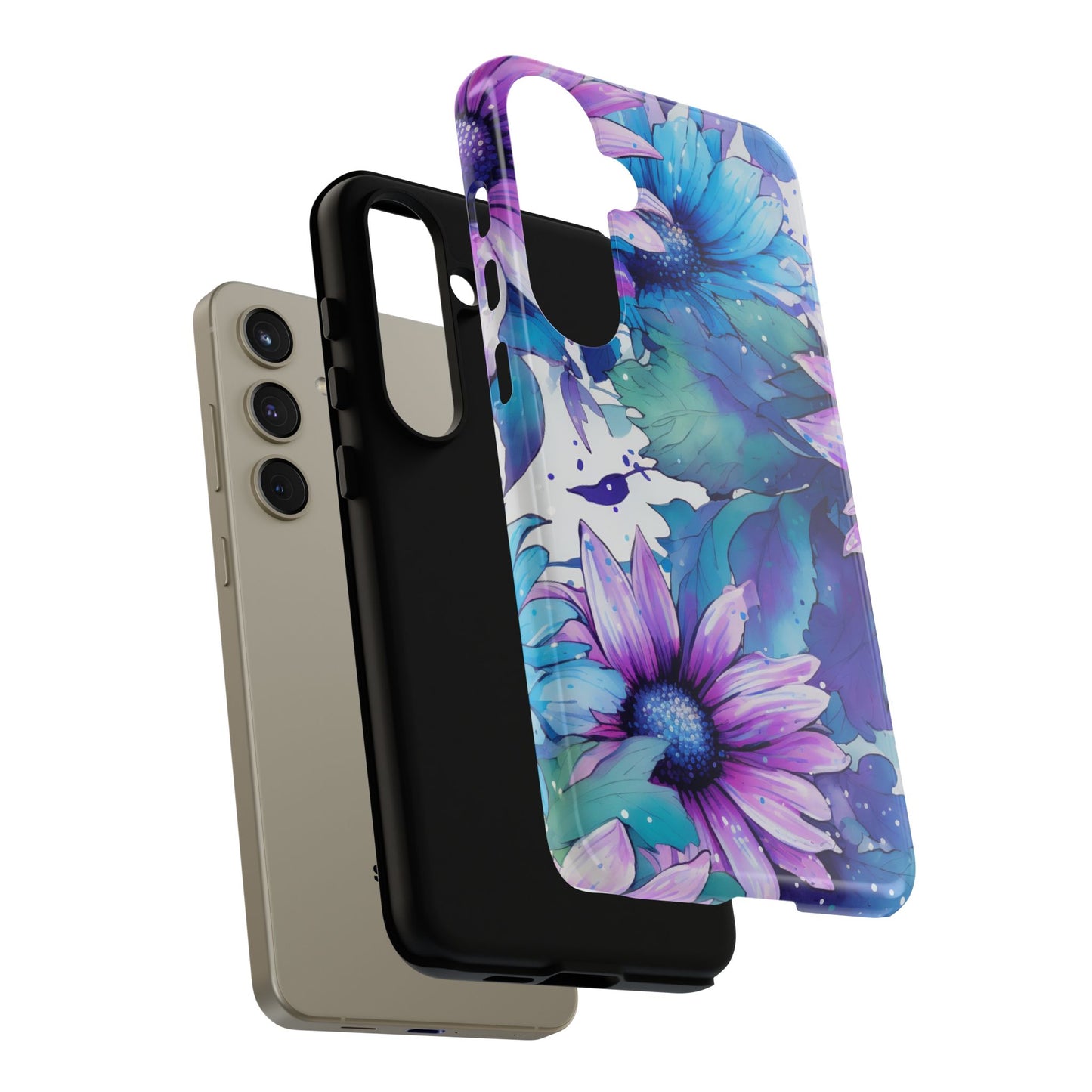 Dreamy Blue & Purple Floral Watercolor Mobile Case