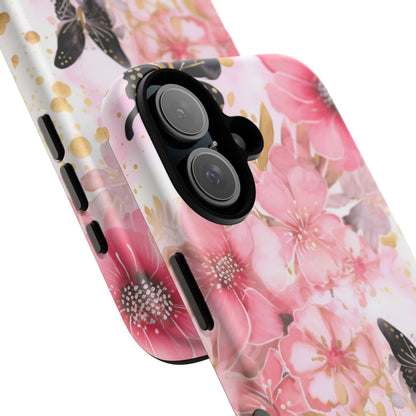 Pink Blossom & Gold Butterfly Mobile Case