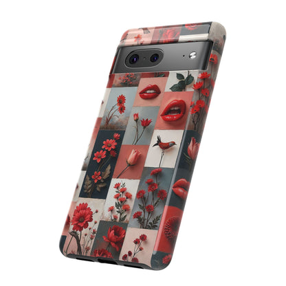 Red Flowers & Lips Collage Phone Case