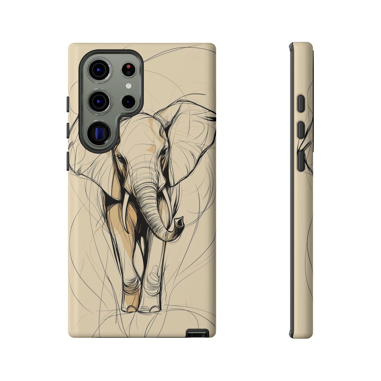 Majestic March: Dynamic Elephant Line Art  Phone Case for iPhone, Samsung & Pixel