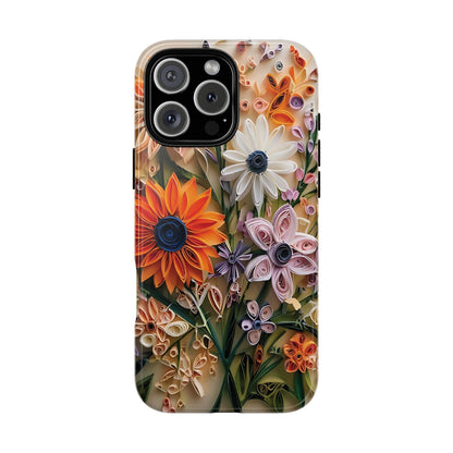 Intricate Quilled Floral Artwork In Vibrant Colors phone case design.