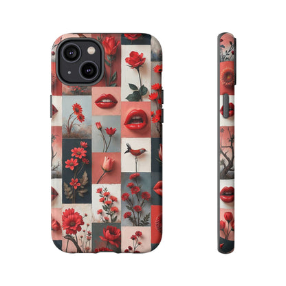 Red Flowers & Lips Collage Phone Case