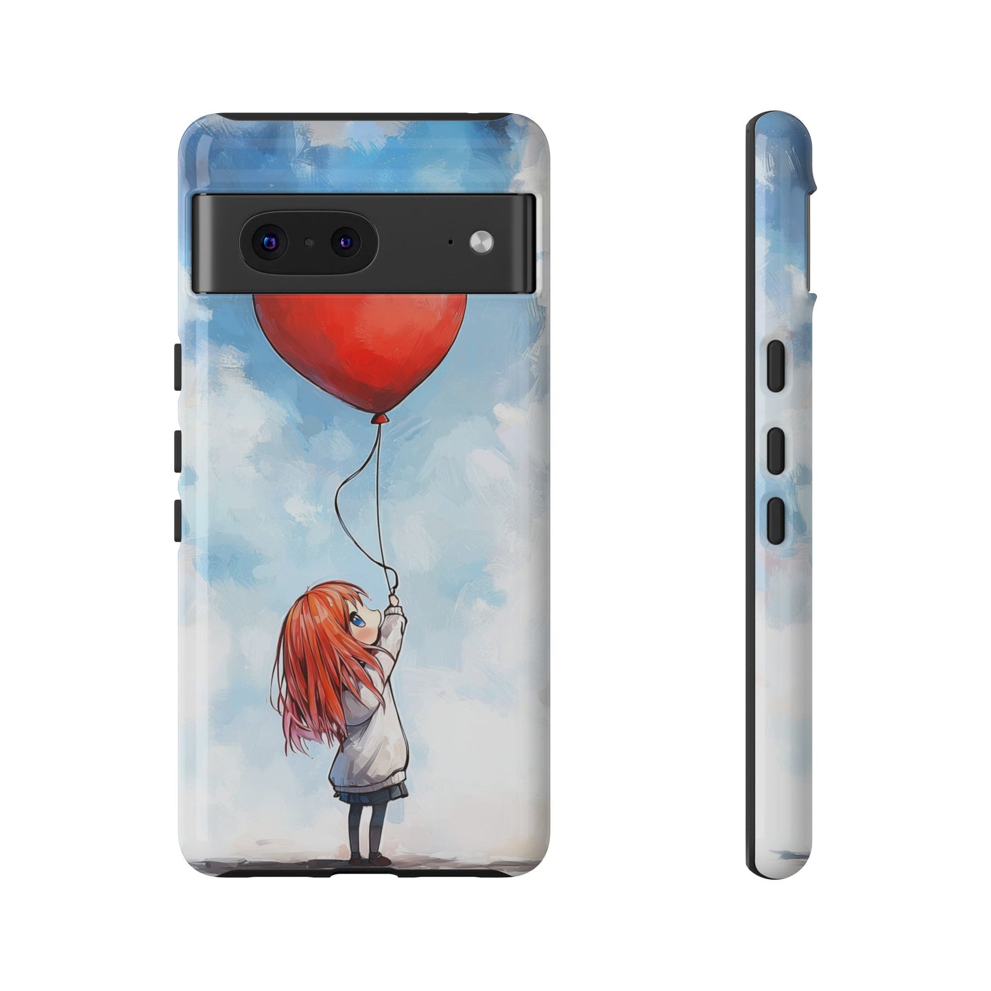 Anime Girl with Heart Balloon Phone Case – Cute & Inspirational Design for iPhone, Google Pixel & Samsung