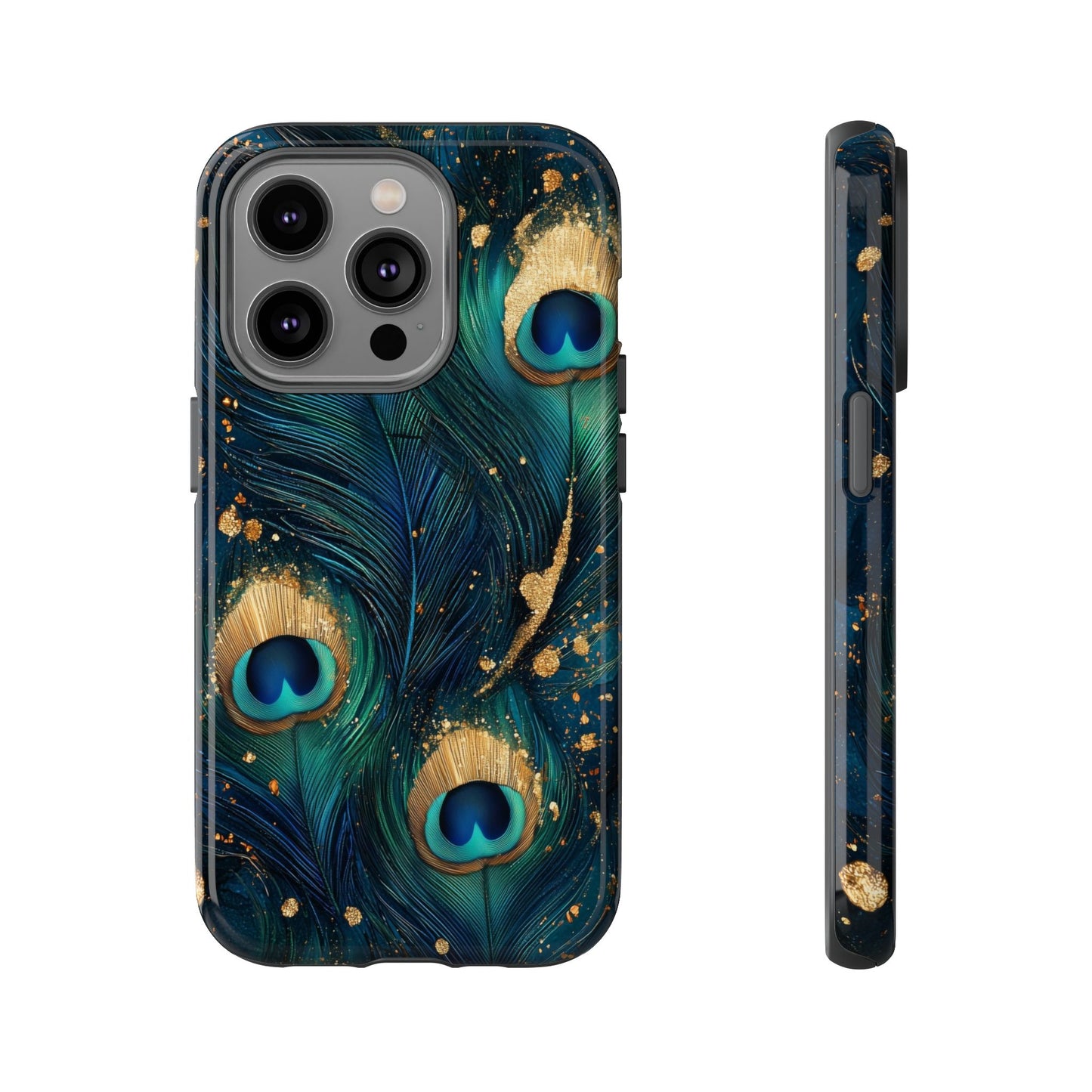 Elegant Peacock Feather Luxe Phone Case for iPhone, Samsung & Google Pixel