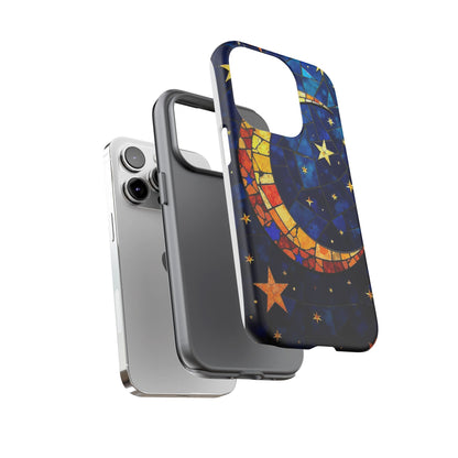 Celestial Crescent: Vibrant Moon and Stars Phone Case
