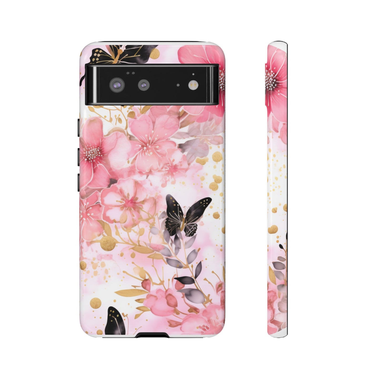 Pink Blossom & Gold Butterfly Mobile Case