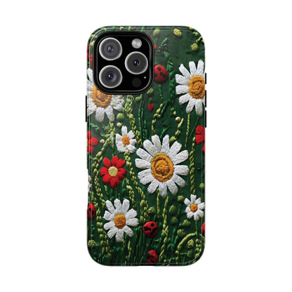 Knitted Pattern With Diamonds And Festive Motifs On Navy phone case design.