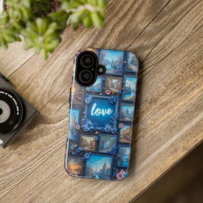 Blue Floral Love Frame Phone Case