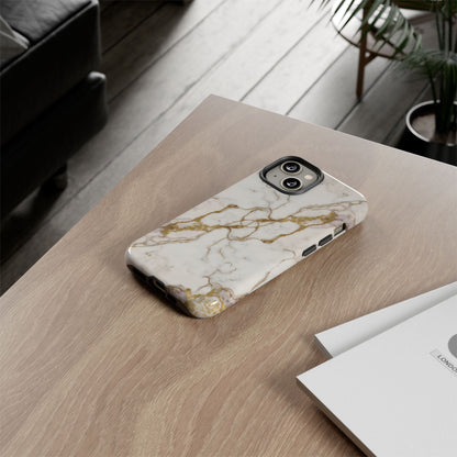 Elegant White and Gold Marble Case Design