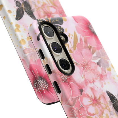 Pink Blossom & Gold Butterfly Mobile Case