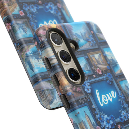 Blue Floral Love Frame Phone Case