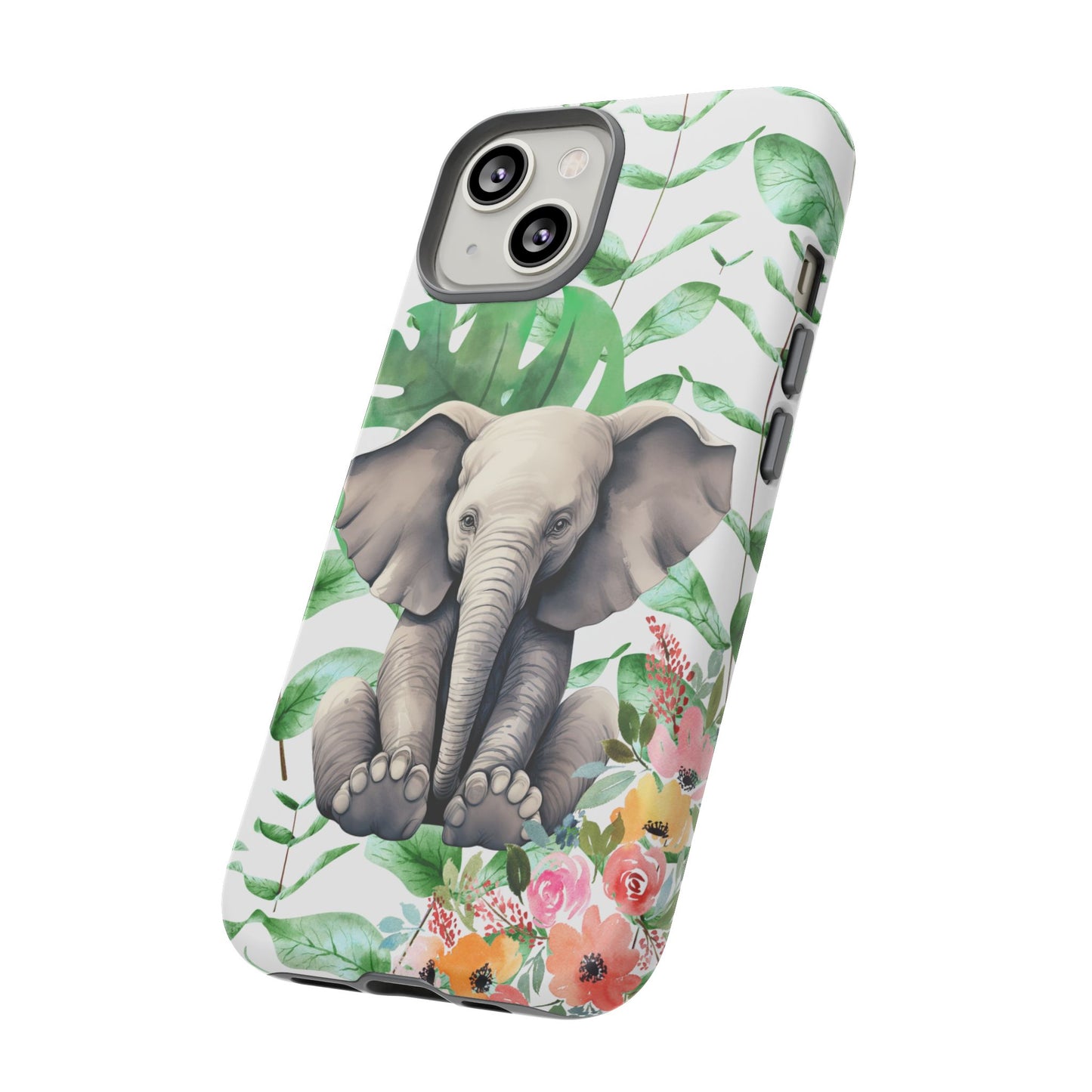 Cute Baby Elephant Mobile Cover – Floral & Tropical Aesthetic