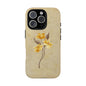 Minimal Vintage Floral Phone Case – Yellow Flower on Beige | iPhone, Samsung & Pixel