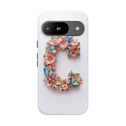 Floral Letter C Phone Case – Personalized Aesthetic Cover for iPhone, Samsung & Google Pixel