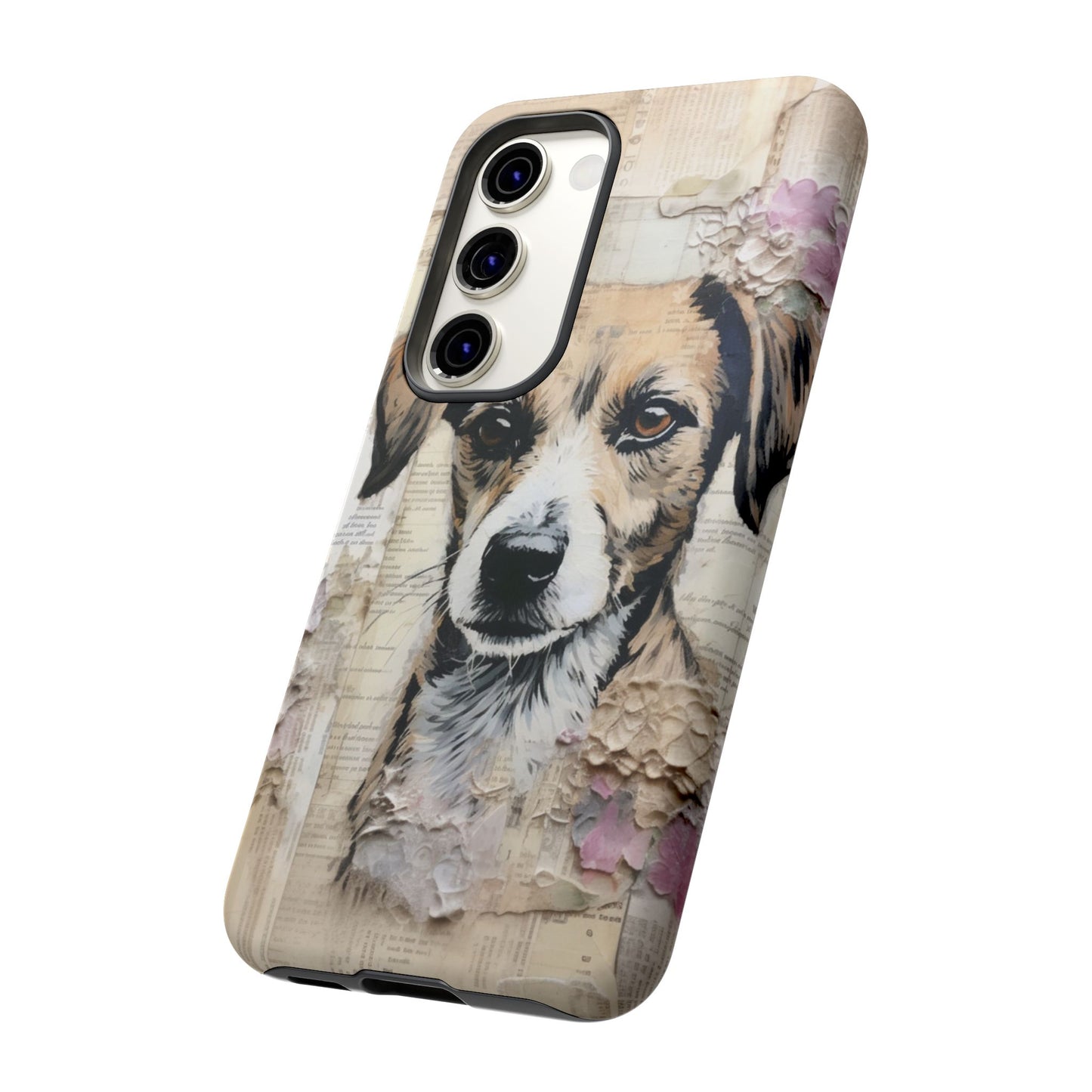 Vintage Collage Dog Portrait Mobile Cover – Artistic Mixed Media Design