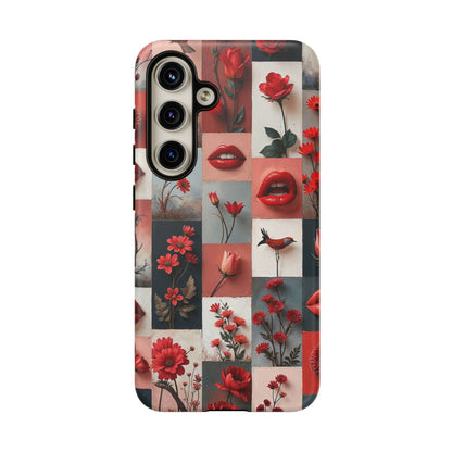 Red Flowers & Lips Collage Phone Case