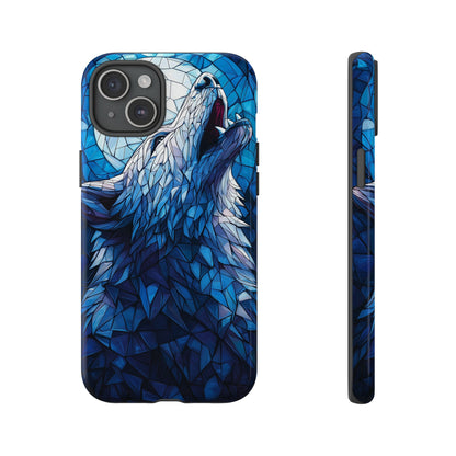 Mystic Moon Wolf – Stained Glass Mosaic Phone Case for iPhone, Samsung & Pixel