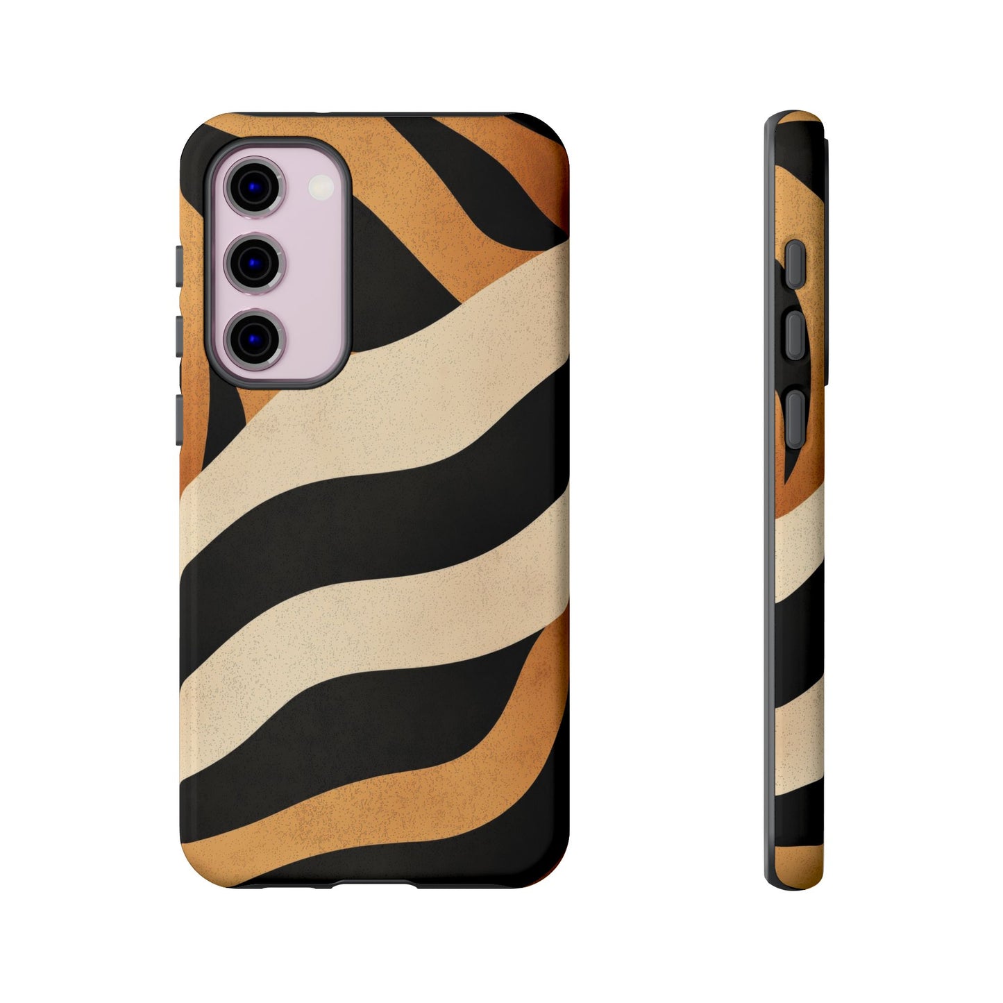 Bold Tiger Stripes Phone Case – Black, Orange & Cream Perfect for iPhone, Samsung & Google Pixel