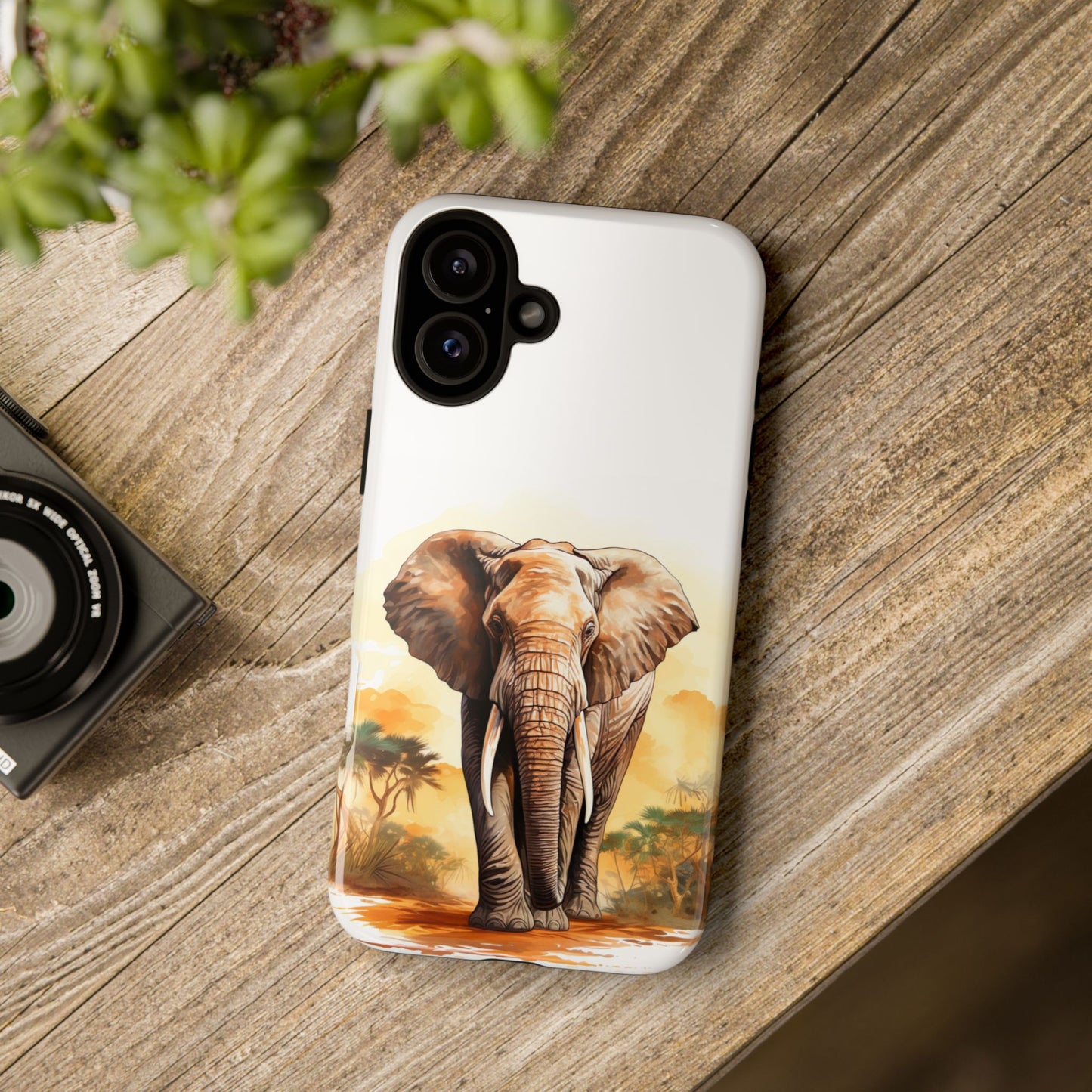 Safari Elephant Watercolor Mobile Cover – Majestic Wildlife Art