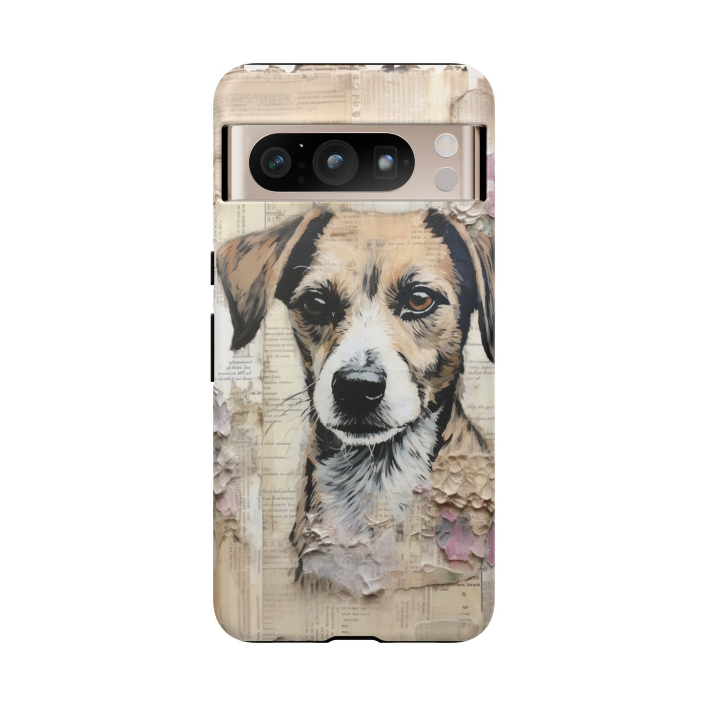 Vintage Collage Dog Portrait Mobile Cover – Artistic Mixed Media Design