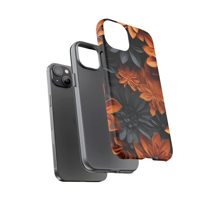 Orange & Black 3D Floral Mobile Case
