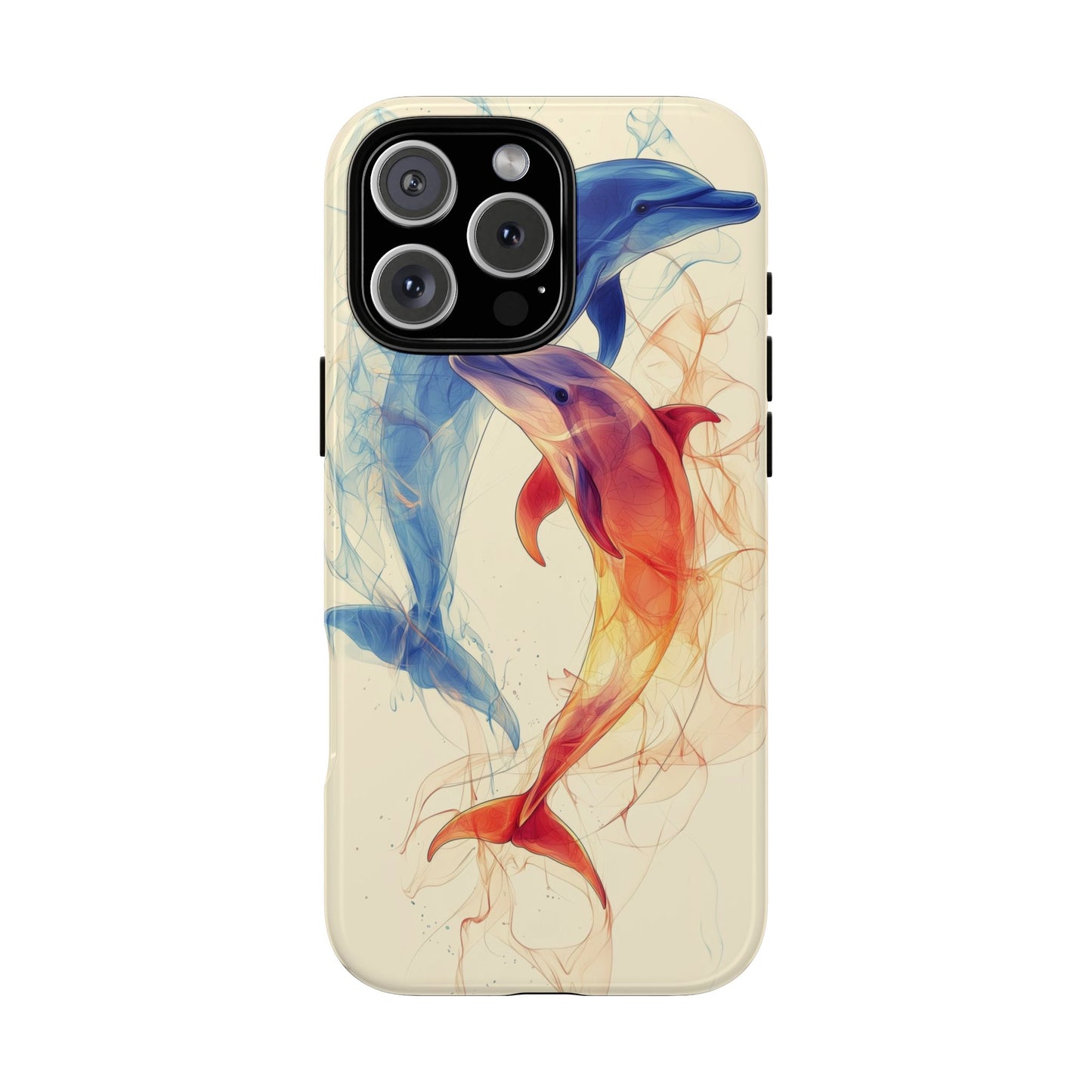 Elemental Dolphins: Fire & Water Fusion Phone Case for iPhone, Samsung & Pixel