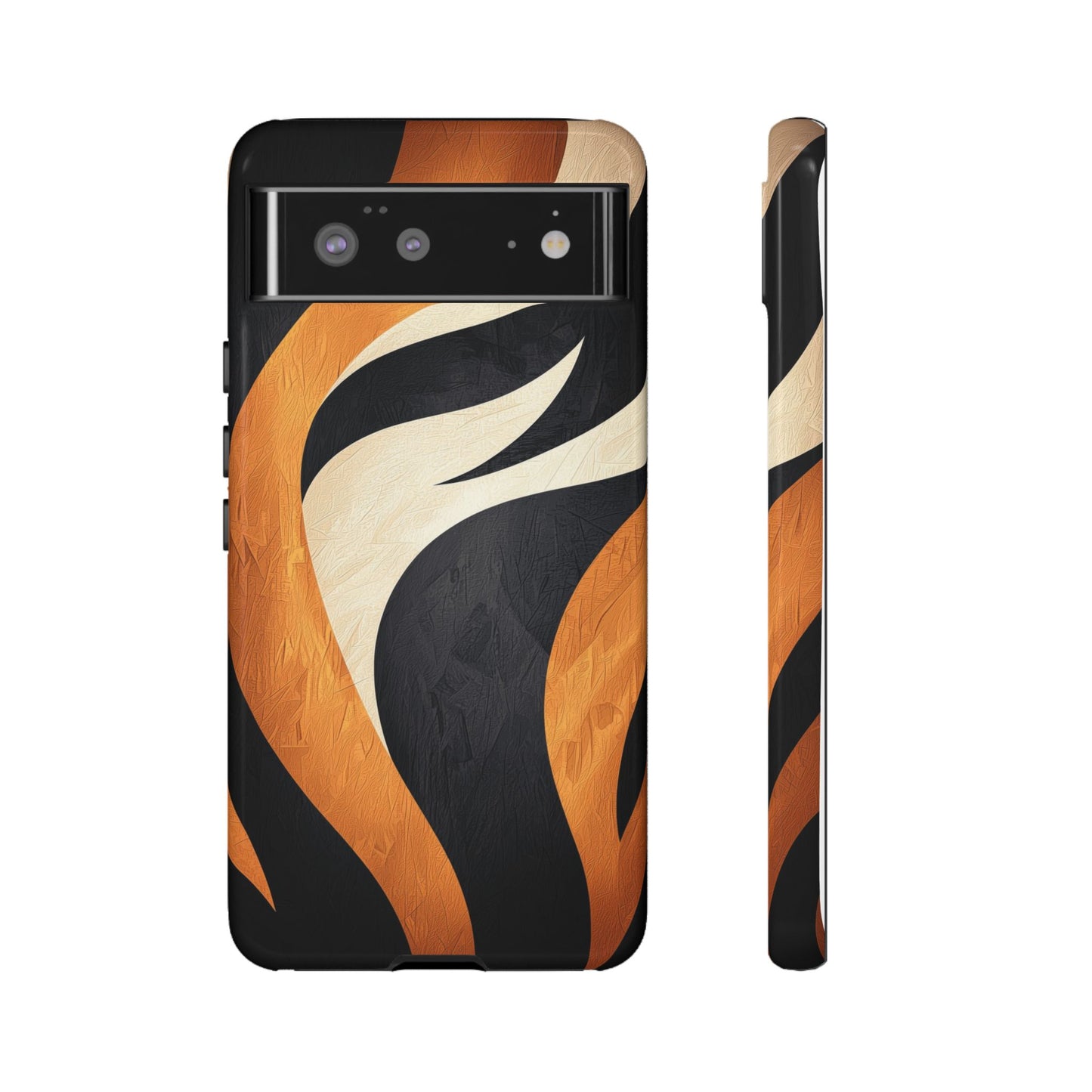Bold Tiger Stripes Phone Case – Black, Orange & Cream for iPhone, Samsung & Google Pixel
