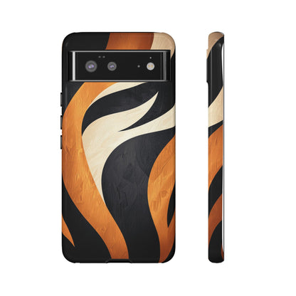 Bold Tiger Stripes Phone Case – Black, Orange & Cream for iPhone, Samsung & Google Pixel